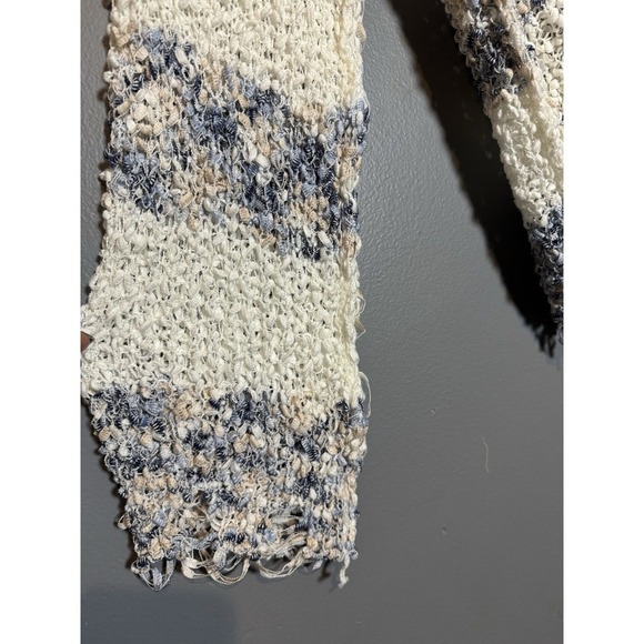 Pol Crochet Open Knit Sweater Beige Tan Neutral Relaxed Fit Womens S Boho Dolman - Picture 3 of 5